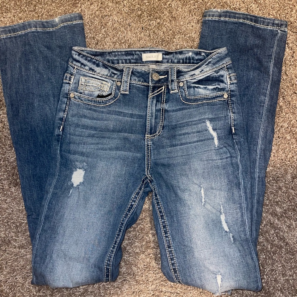 Sailey by MissMe Stackable Distressed Bootcut Jeans